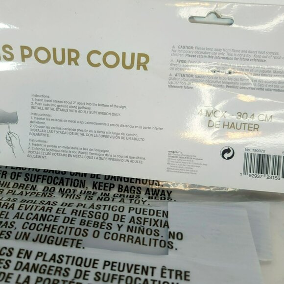 Metallic Gold & Silver Happy Birthday Yard Sign Kit 12-inches High - Picture 4 of 4